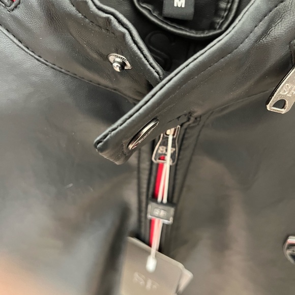 New with tags - Men’s Superlative Faux Leather Bomber Jacket - Picture 7 of 9